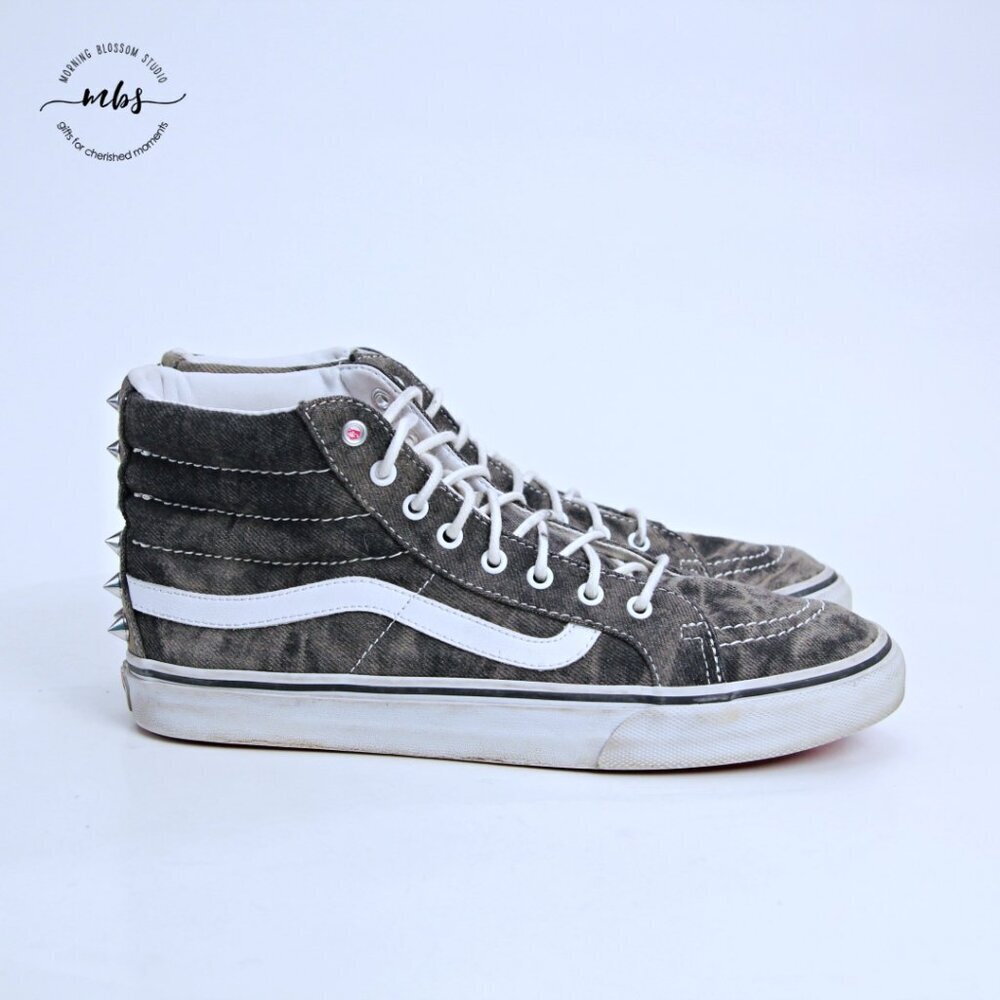 Vans Unisex SK8-Hi Slim Acid Wash Studs Gray Silver Men 8 Women 9.5